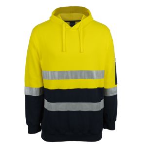 JB's HV D+N 310 COTTON PULLOVER FLEECE HOODIE YELLOW/NVY