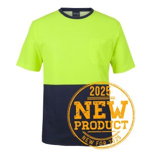 JB's HV COTTON BACK TEE LIME/NAVY - M