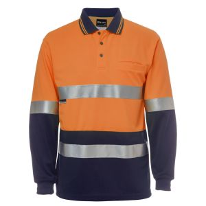 JB's HV L/S (D+N) COTTON BACK POLO ORANGE/NVY