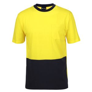 JB's HV CREW NECK COTTON TSHIRT YELLOW/NAVY