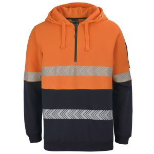 JB's HV (D+N) 1/2 ZIP SEGMENTED TAPE HOODIE ORANGE/NVY
