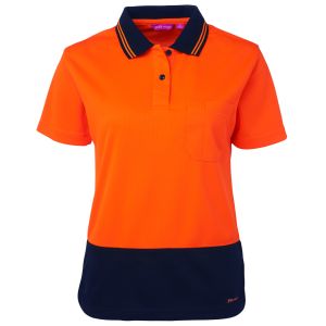 JB's LADIES HV S/S COMFORT POLO ORANGE/NVY