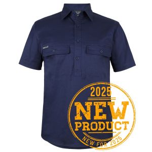 JB's S/S 150G STRETCH CLOSE FRONT WORK SHIRT NAVY - S