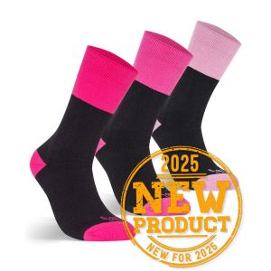 JB's LADIES WORK SOCK 3 PACK BLACK/MIX PINK - 5-8