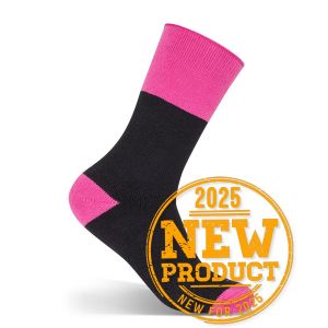 JB's LADIES WORK SOCK 3 PACK BLACK/MID PINK - 5-8
