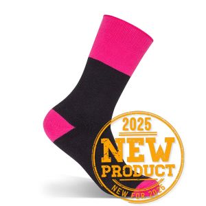 JB's LADIES ULTRA THICK BAMBOO WORK SOCK BLACK/PINK - 5-8