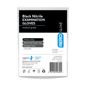 AEROGLOVE Large Black Nitrile Powder-Free Gloves Bag/2