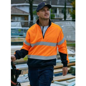 Taped Hi Vis 1/4 Zip Fleece Pullover with Sherpa Lining