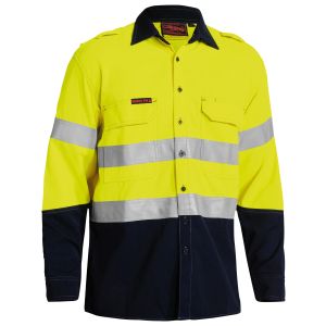 TenCate Tecasafe® Plus 700 Taped Hi Vis FR Vented Shirt-Yellow/Navy-6XL