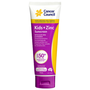 CANCER COUNCIL SPF50+ Kids+Zinc Sunscreen Tube 75mL